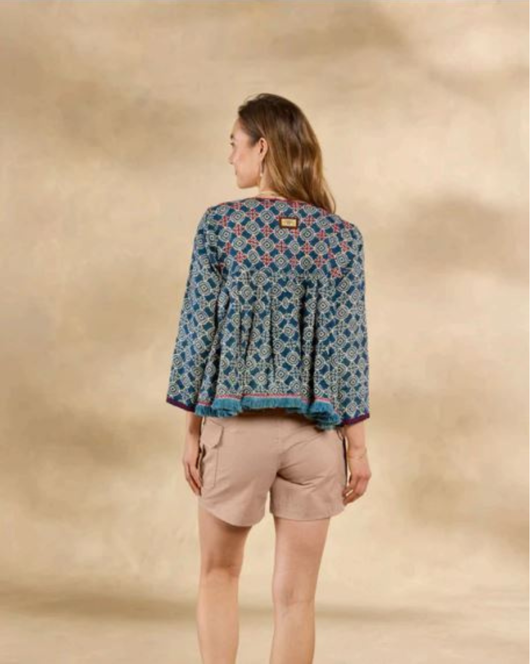 Junoon Jacket In Yuma Print with Embroidery