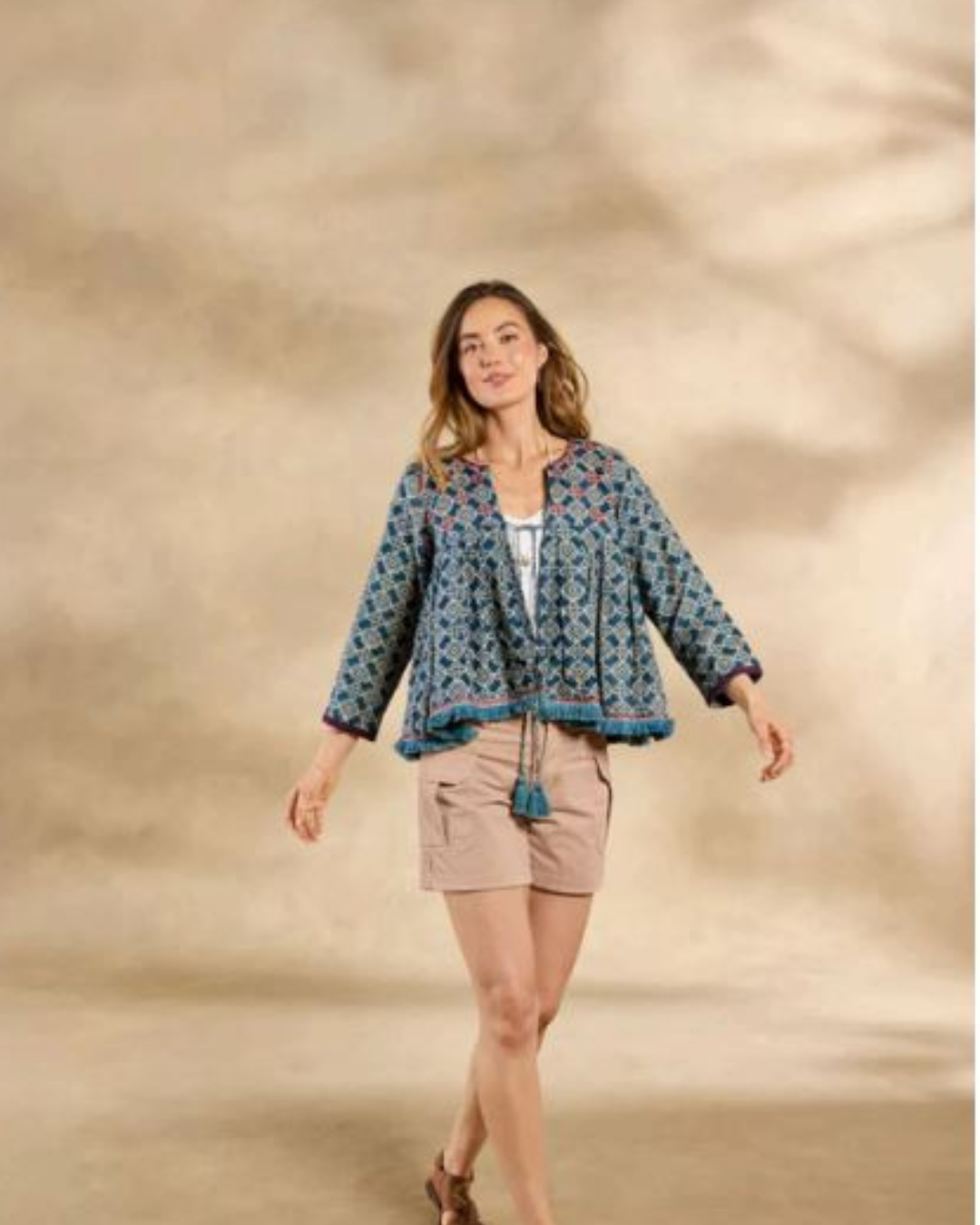 Junoon Jacket In Yuma Print with Embroidery