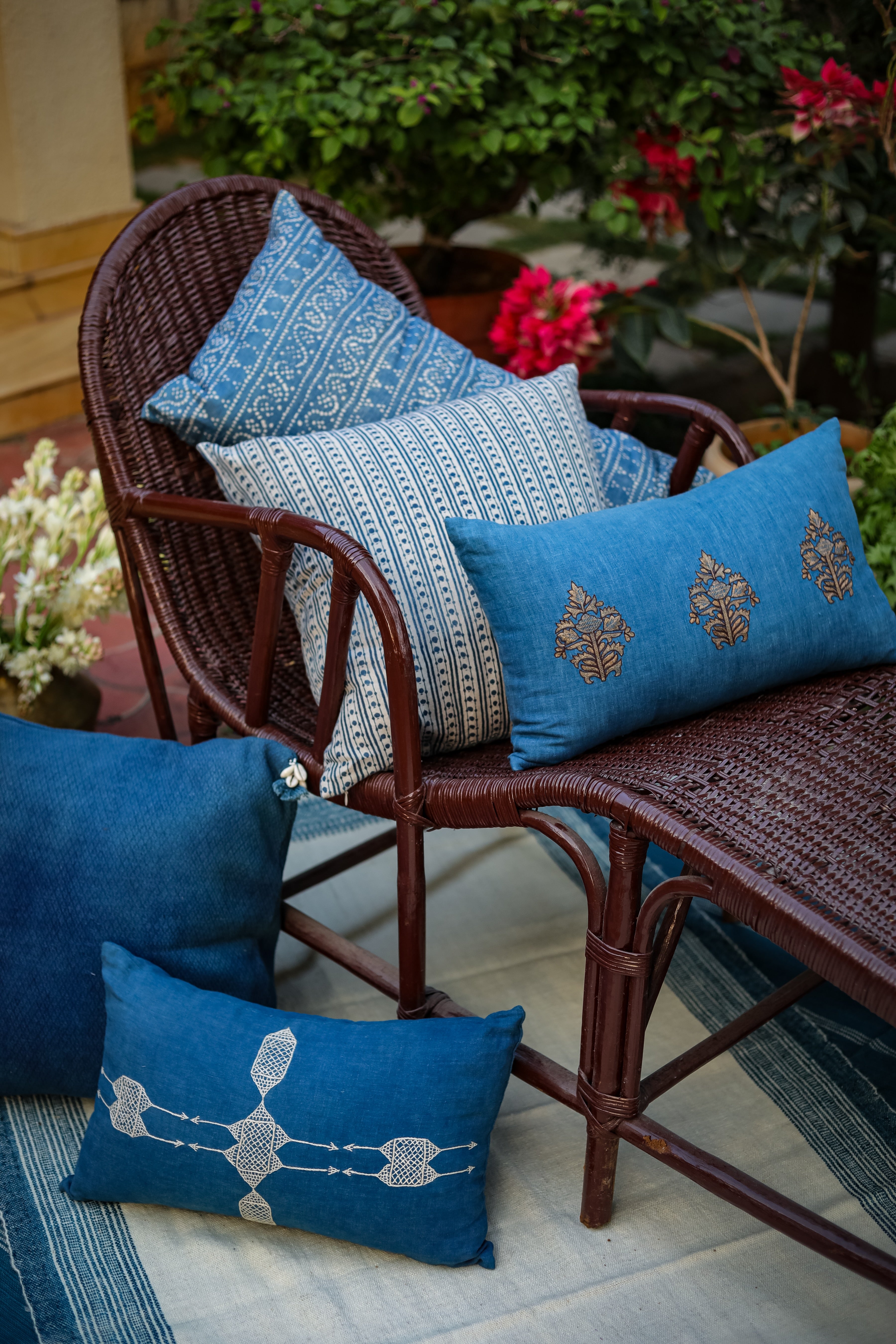 Sumatra Indigo Lumbar Pillow Cover