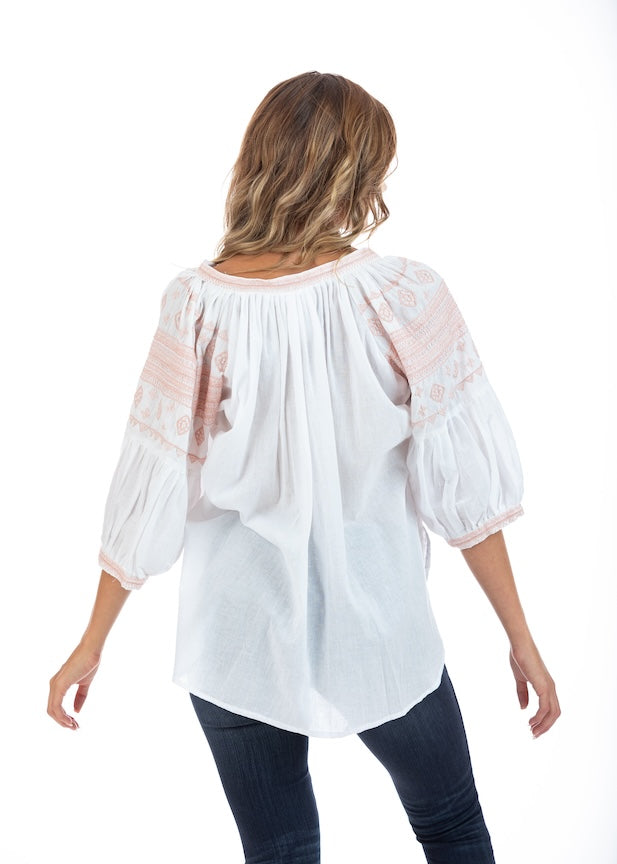 Salma Blush Embroidered Summer Blouse