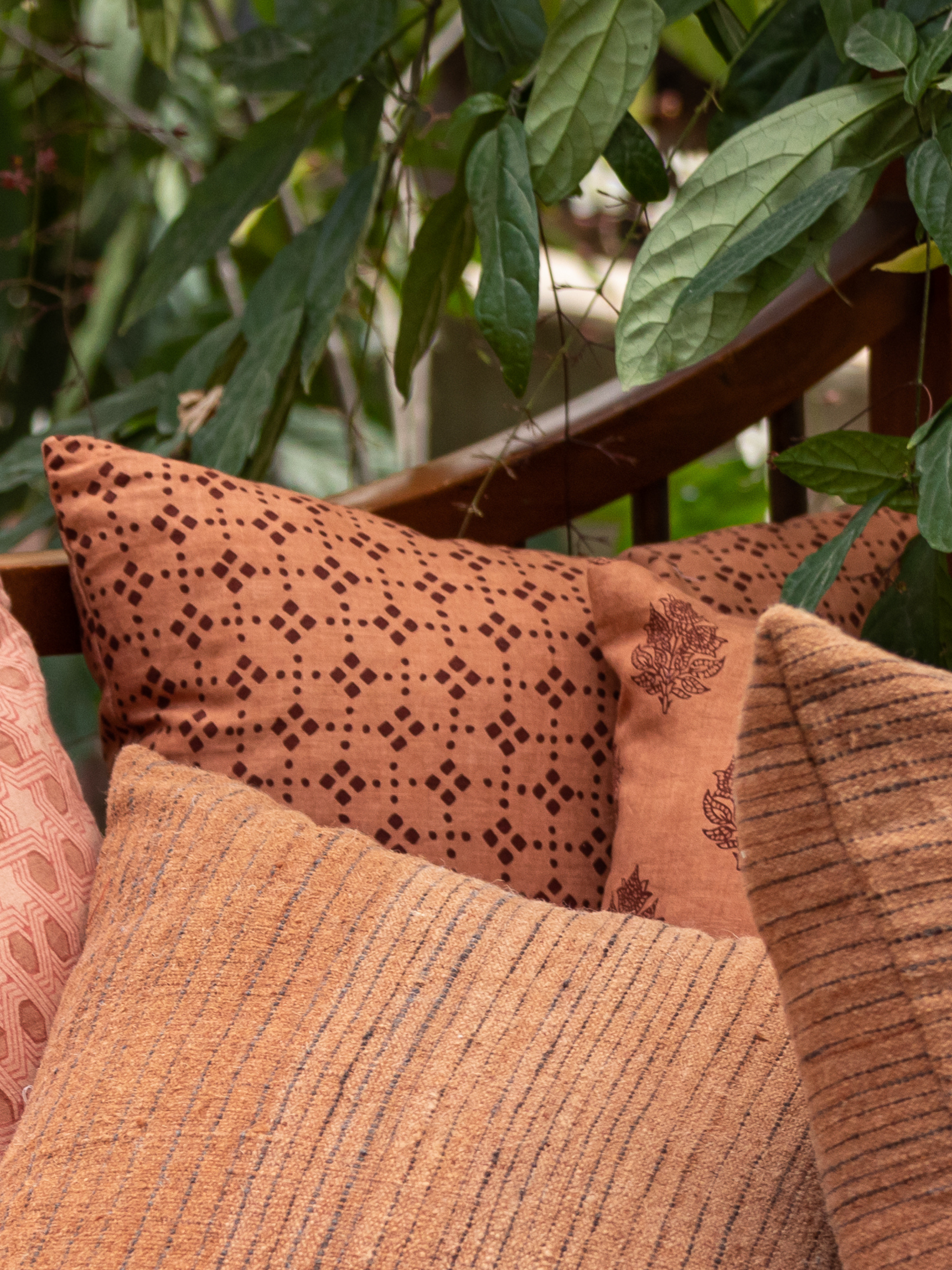 Anjali Dots Cinnamon/Brown Petit Lumbar Pillow Cover