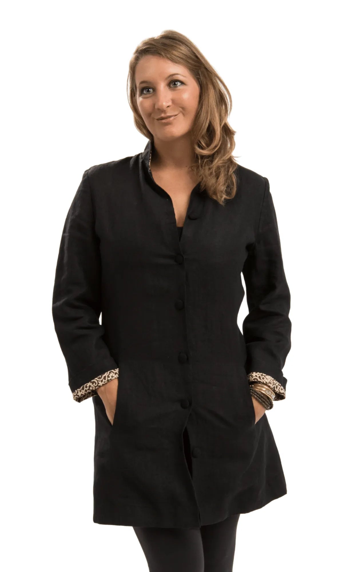 Charcoal Nehru Linen Jacket