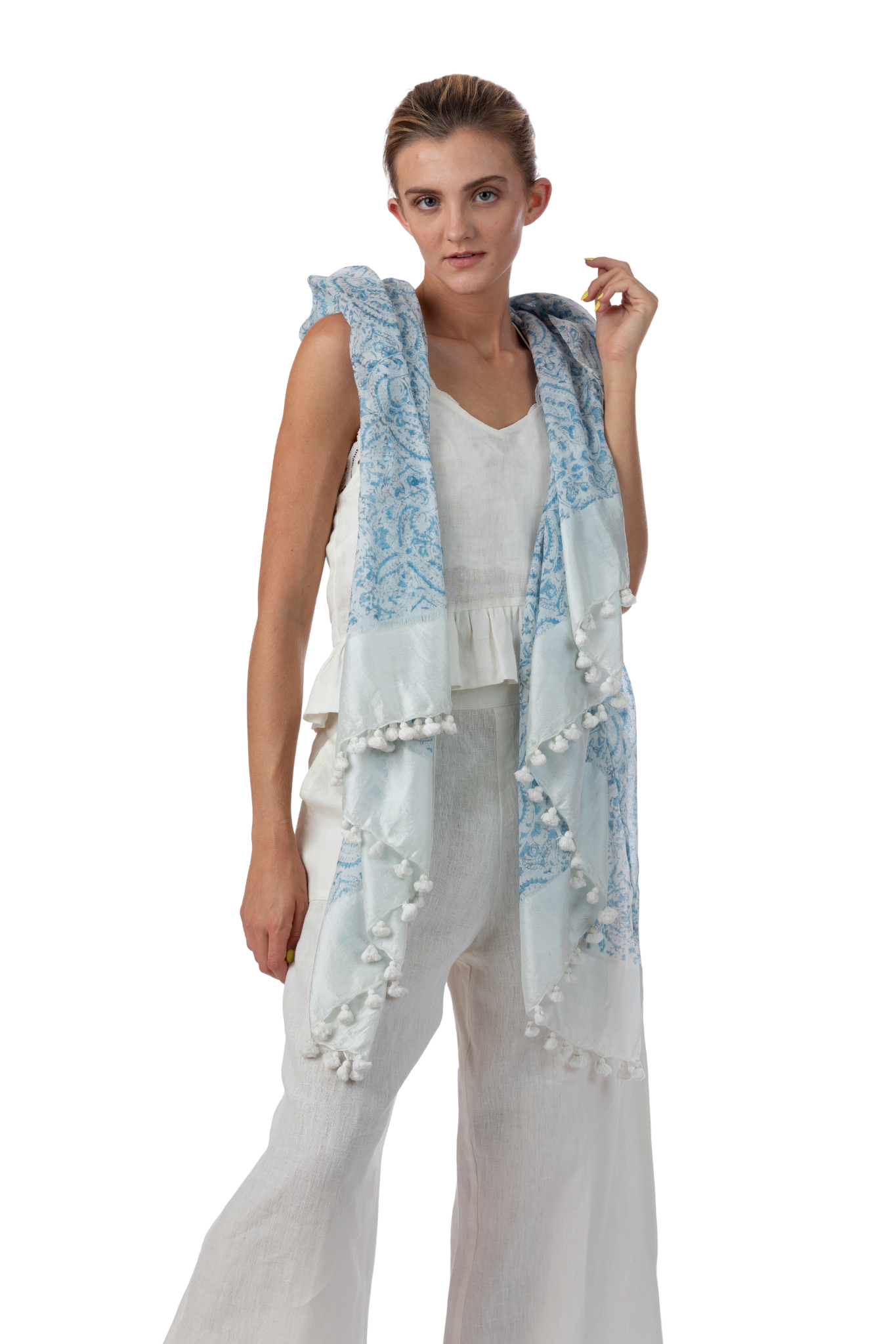 Meenakshi Paisley Pompom Scarf
