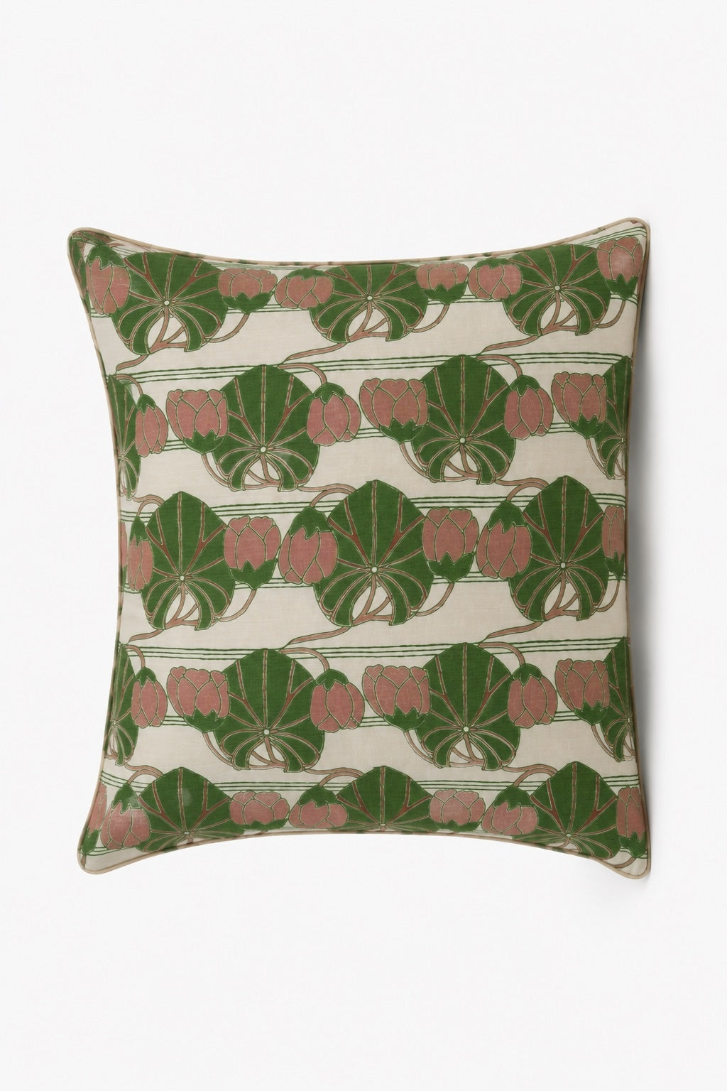 Cabbage Rose Pistachio and Rose Decorative Pillow