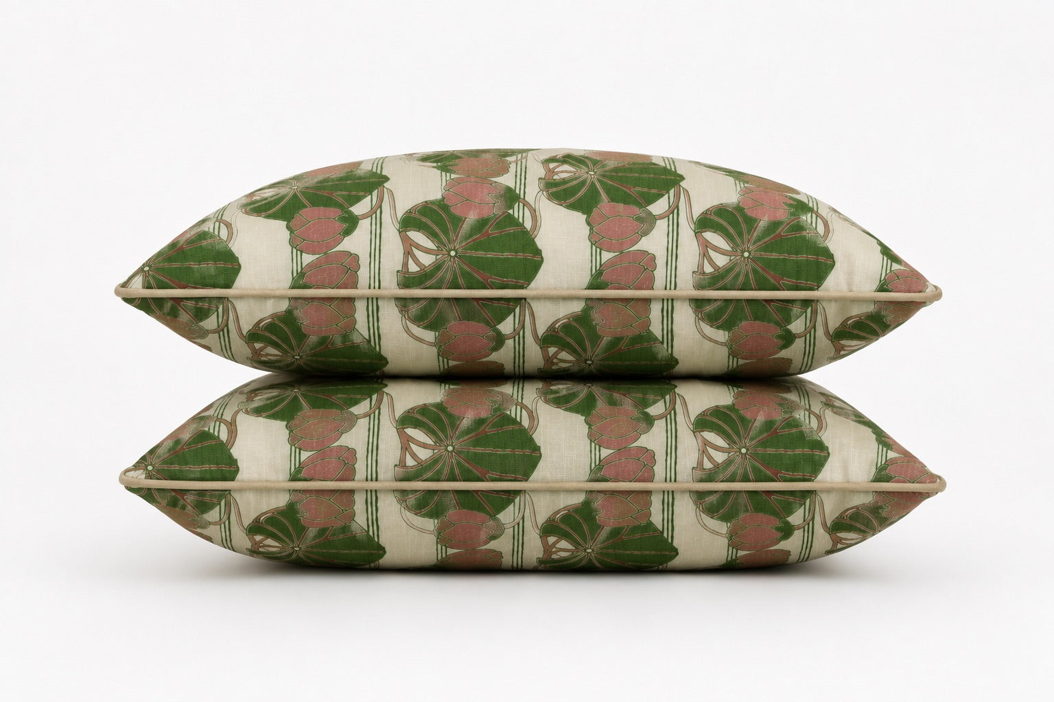 Cabbage Rose Pistachio and Rose Decorative Pillow