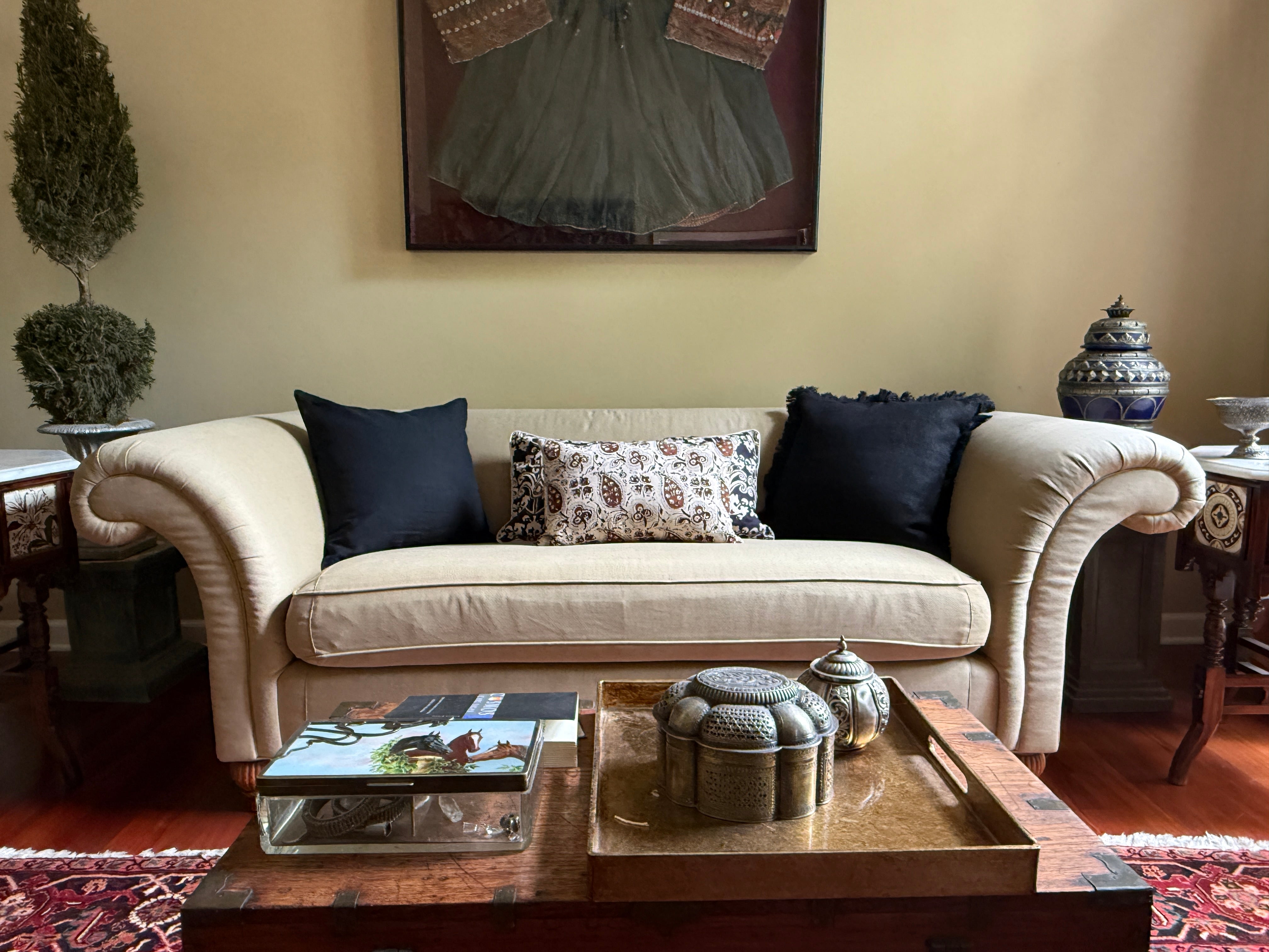 Charcoal Dyed Linen  Pillow Cover
