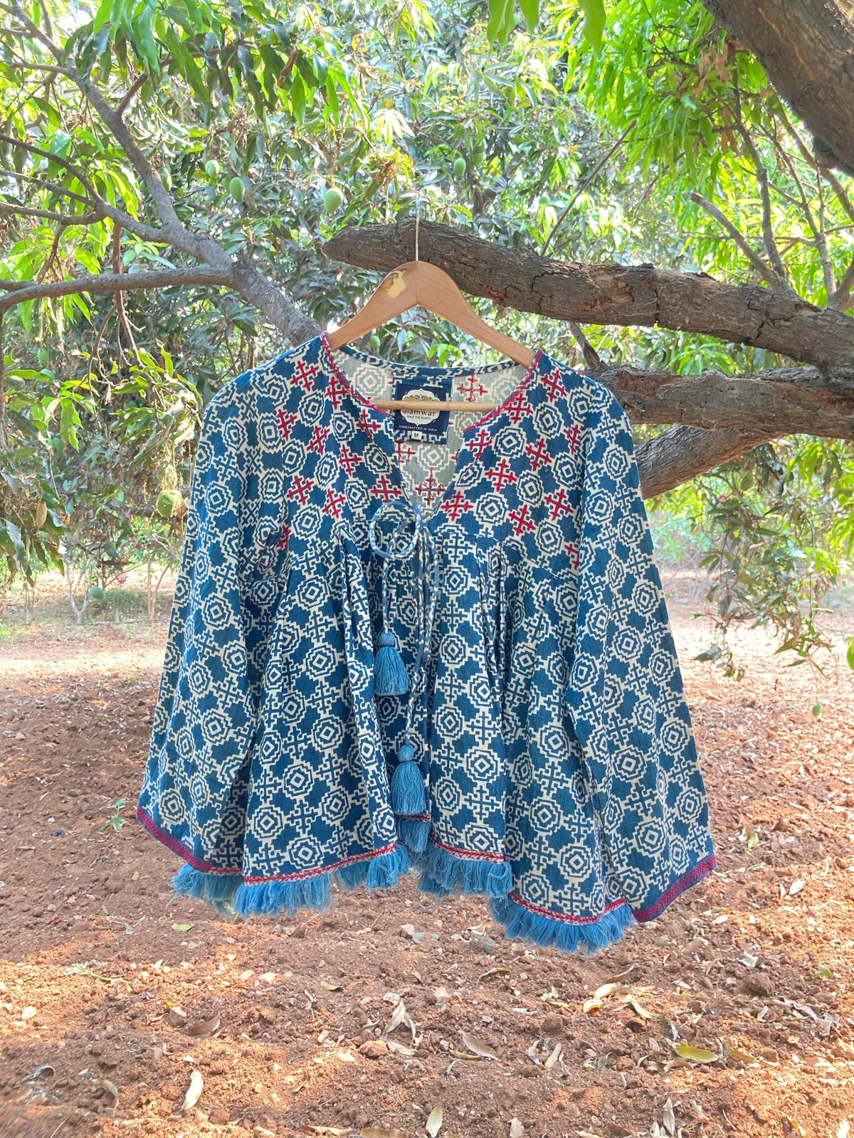 Junoon Jacket In Yuma Print with Embroidery