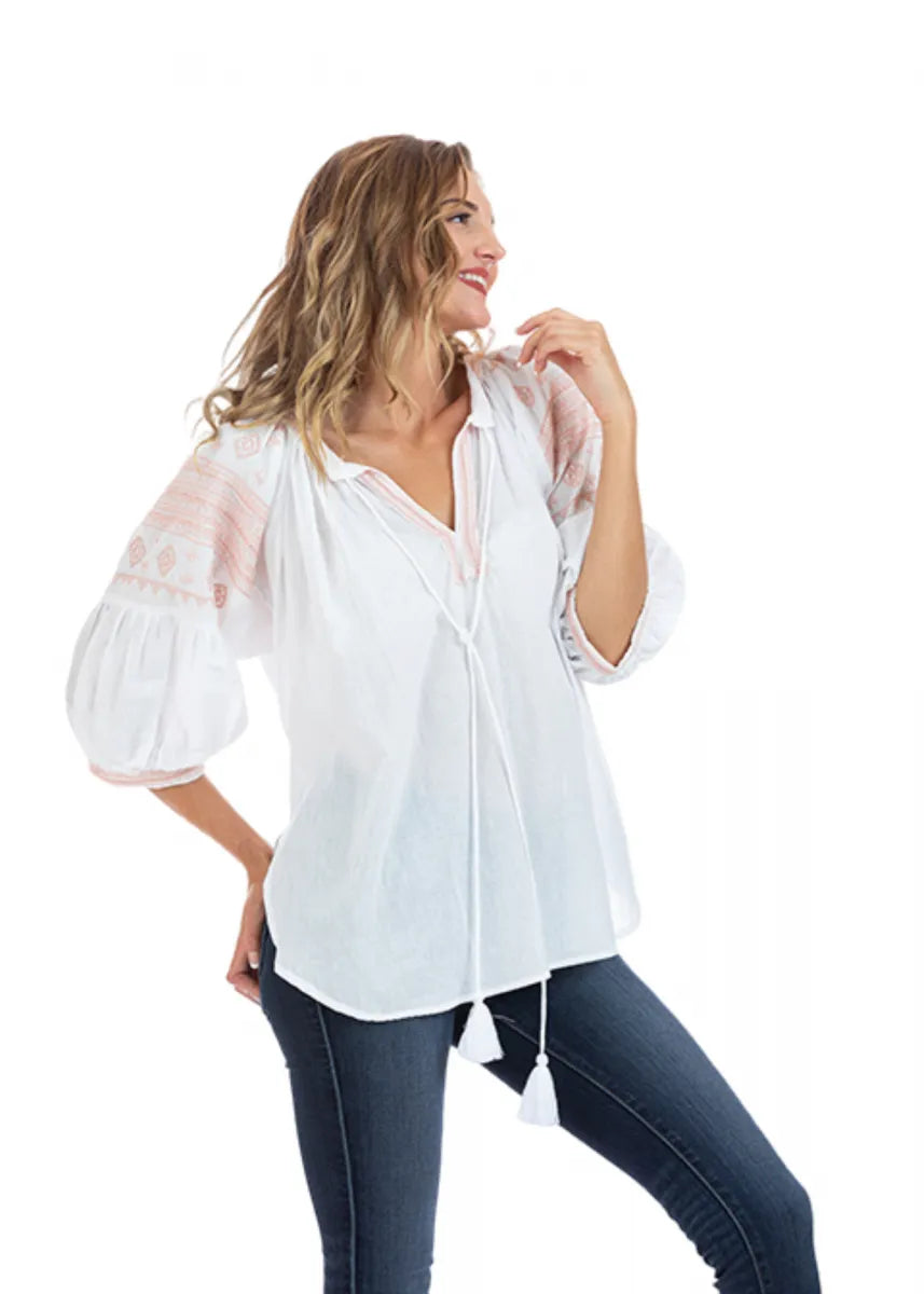 Salma Blush Embroidered Summer Blouse